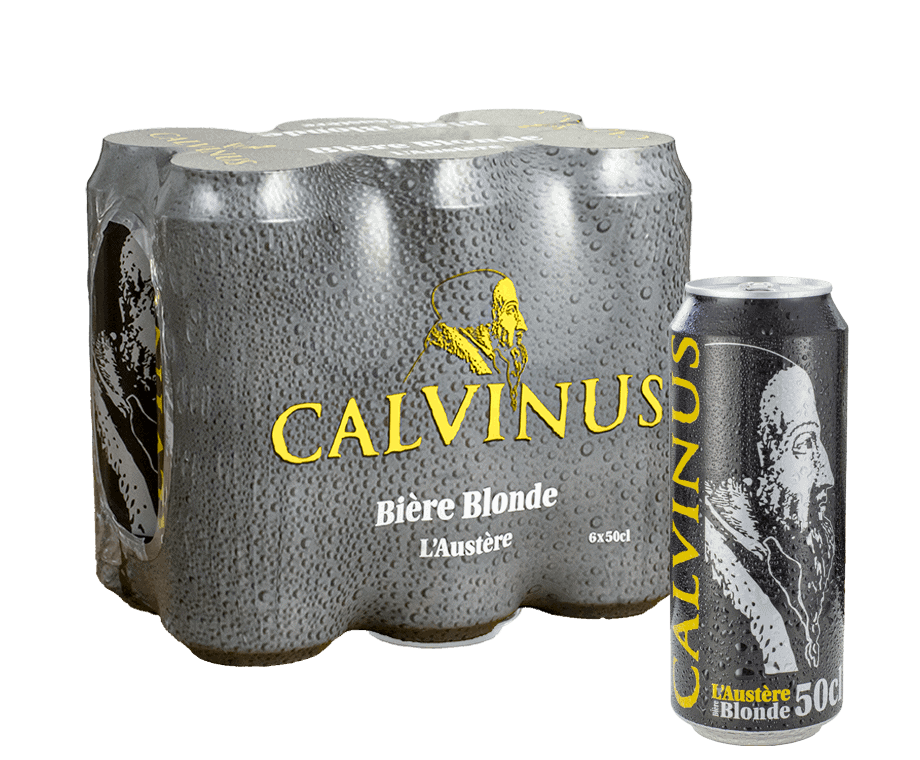 6pack-Canette-Blonde-Lager-Calvinus-bière-Genève-Suisse